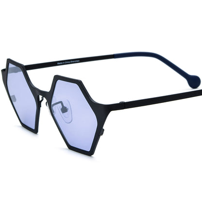 Colourful Titanium Polygon Polarised Sunglasses Vintage - Black - MCROONS