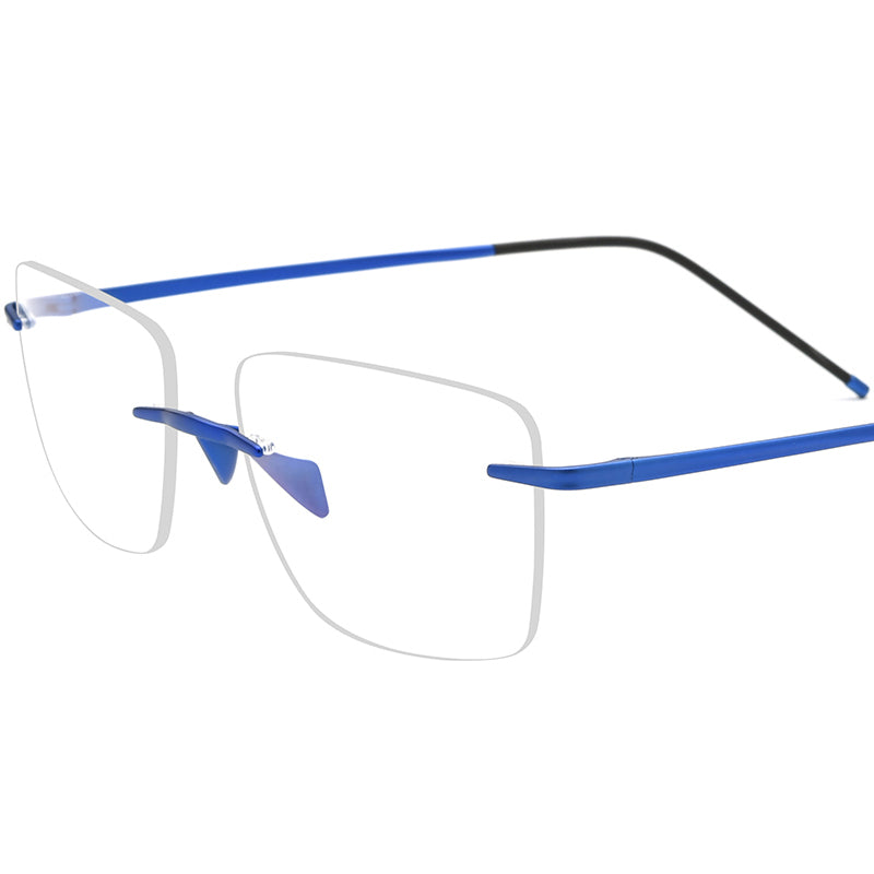 Rimless Titanium Square Optical Frame Two-Tone - Blue - MCROONS