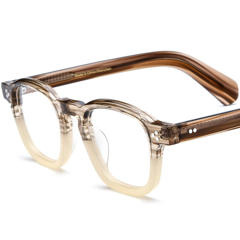 Vintage Retro Acetate Square Optical Glasses - Brown - MCROONS