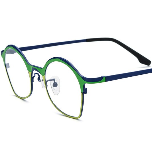 Colourful Titanium Cat Eye Optical Glasses - Green Yellow - MCROONS