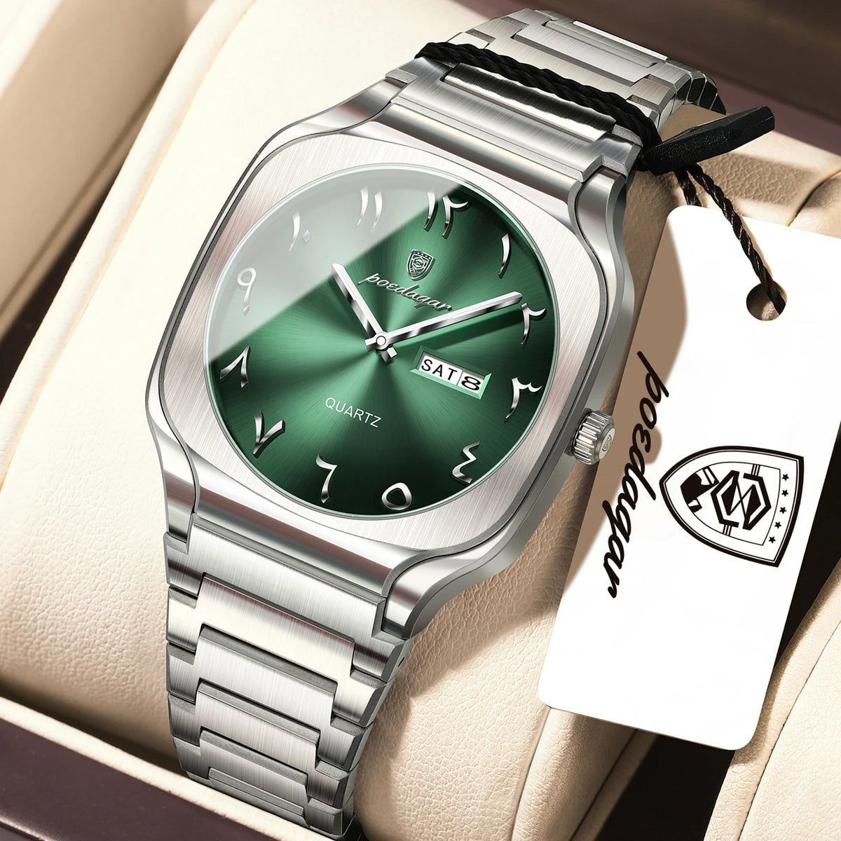 Poedagar 616 Men's Luxury Quartz Watch – Stainless Steel Band, Waterproof, Luminous, Date