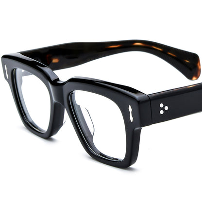 Bold Oversized Square Acetate Optical Glasses Frame - Black Leopard - MCROONS