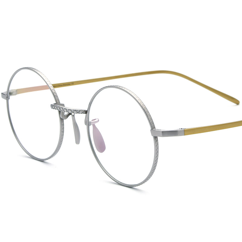 Designer Titanium Round Optical Glasses - Silver - MCROONS