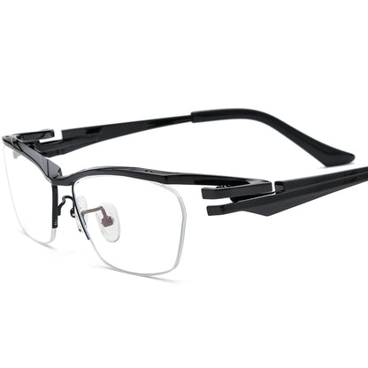 Designer Lightweight Square Titanium Optical Glasses - Black - MCROONS