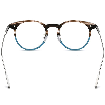 Two-Tone Acetate Titanium Round Glasses Frame - MCROONS - back view