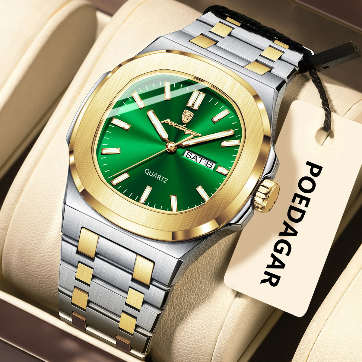 Poedagar 853 Men's Luxury Quartz Watch – Stainless Steel Band, Waterproof, Luminous, Date