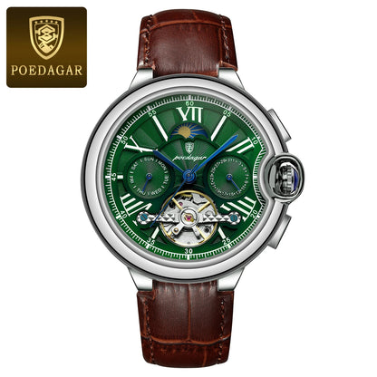 Poedagar 1413 Men's Luxury Automatic Mechanical Watch – Stainless Steel Band, Waterproof, Luminous