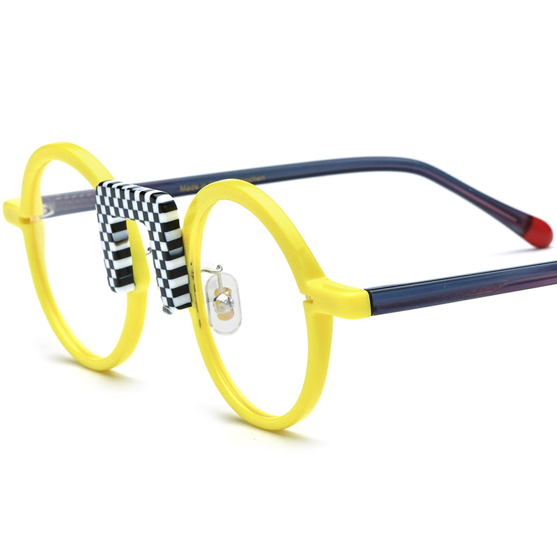 Acetate Round Optical Glasses Frame Retro - Yellow - MCROONS