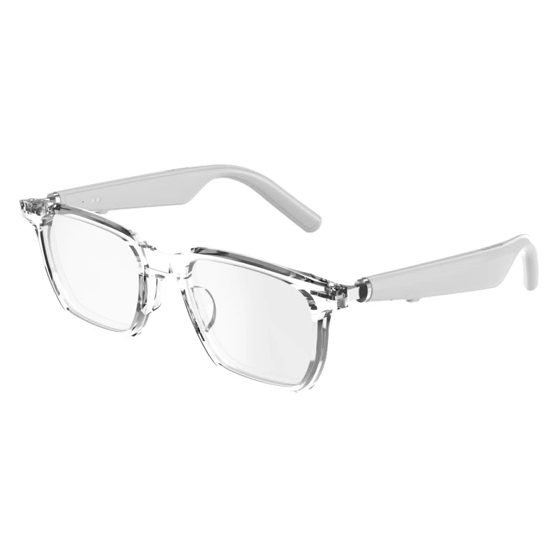 Smart audio optical glasses transparent white