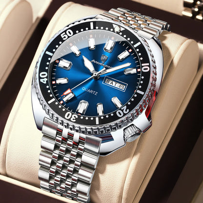 Poedagar 682 Men's Luxury Quartz Watch – Stainless Steel Band, Waterproof, Luminous, Date