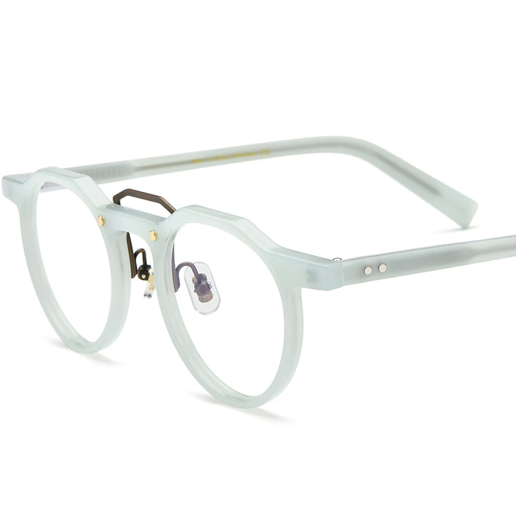Retro Round Acetate Optical Glasses Frame - Light Blue - MCROONS