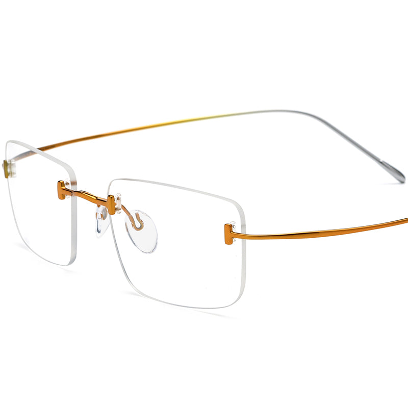 Titanium Square Optical Glasses Frame Rimless Gradient - Yellow Gradient Silver - MCROONS