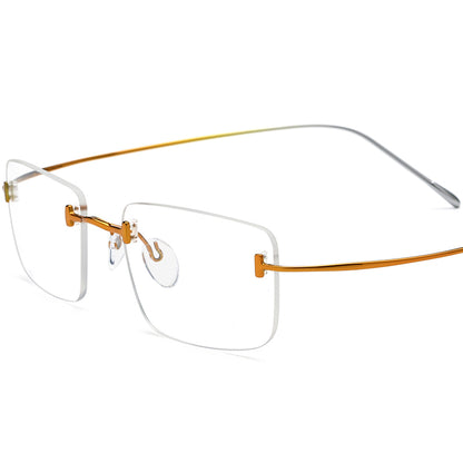 Titanium Square Optical Glasses Frame Rimless Gradient - Yellow Gradient Silver - MCROONS
