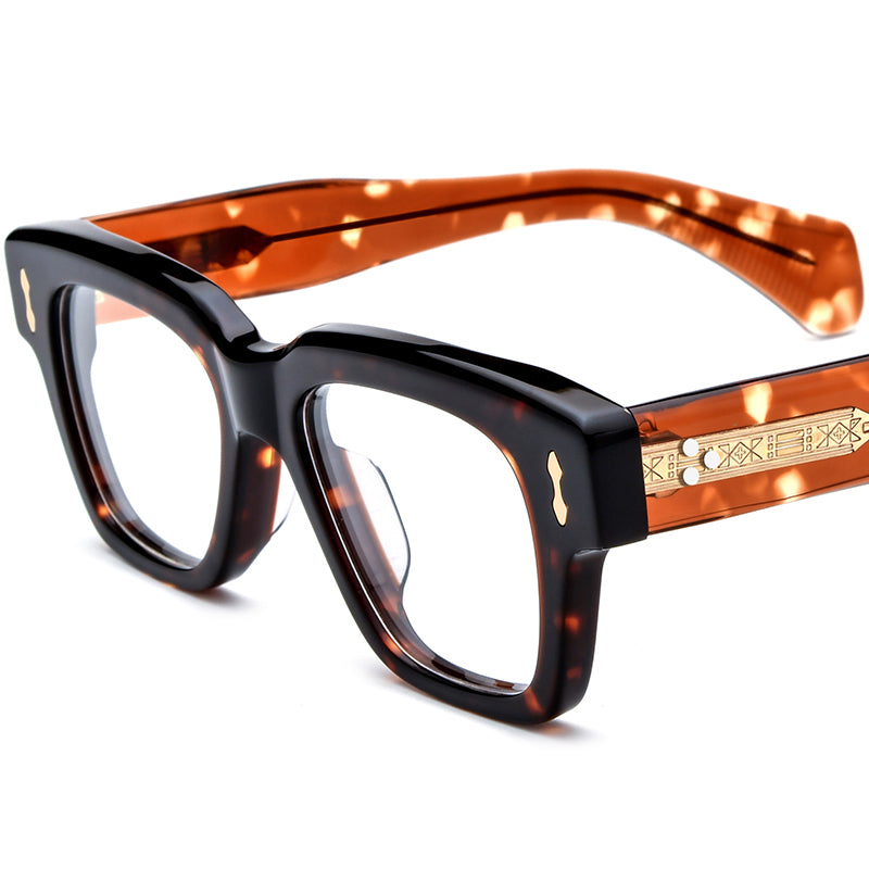 Bold Oversized Square Acetate Optical Glasses Frame - Leopard - MCROONS