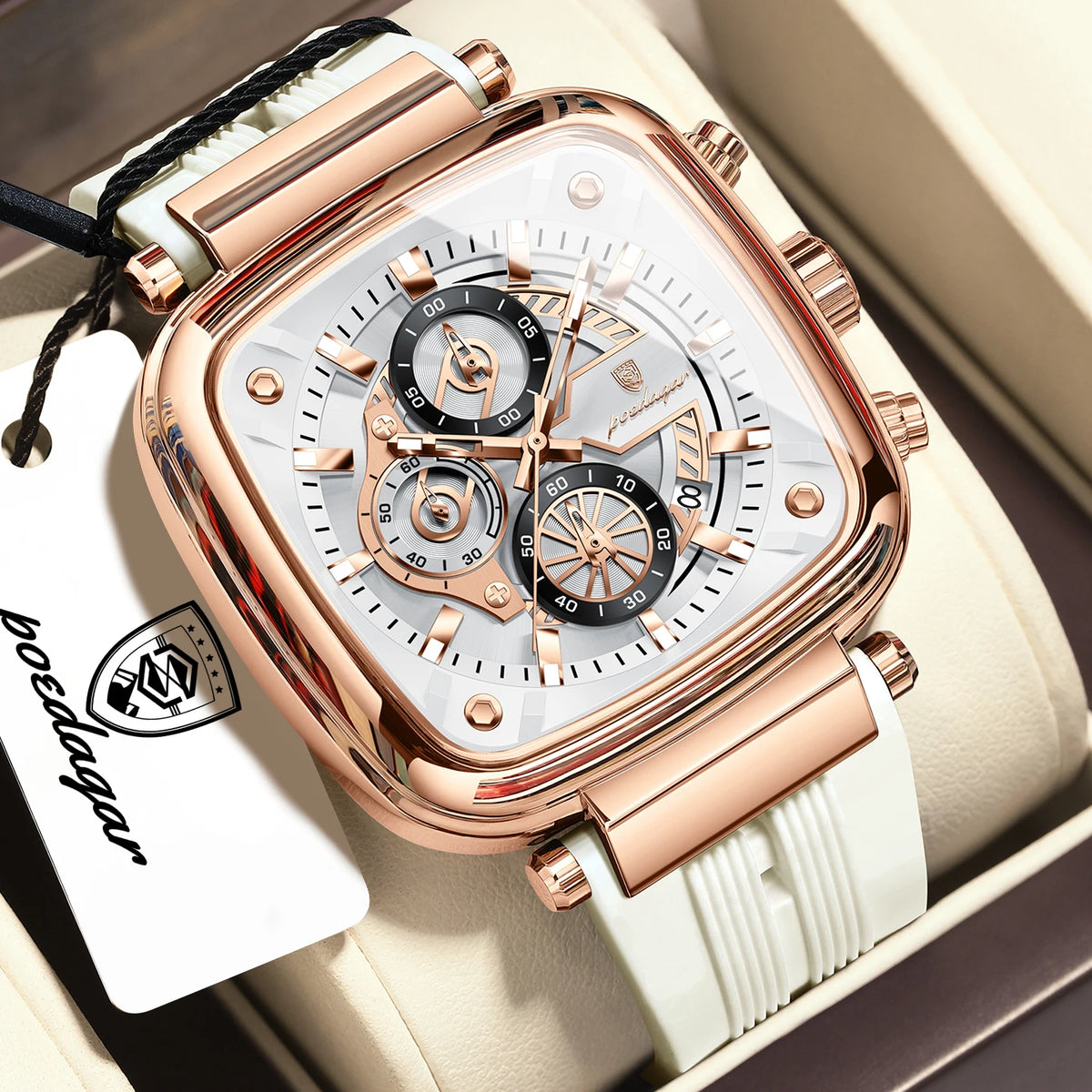 Poedagar 849 Men's Luxury Chronograph Quartz Watch – Silicone Strap, Waterproof, Luminous, Date