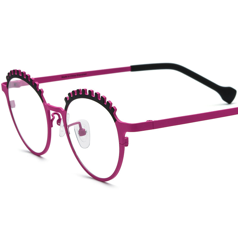 Colourful Titanium Cat Eye Optical Glasses Frame - Black Pink - MCROONS