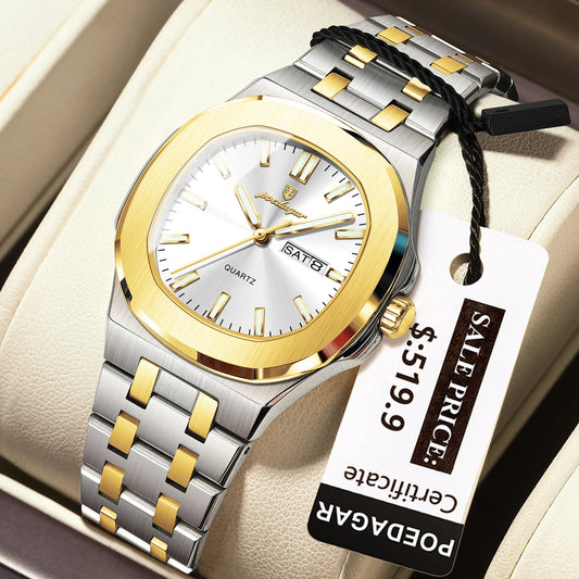 Poedagar 792 Women's Luxury Quartz Watch – Stainless Steel Band, Waterproof, Luminous, Date