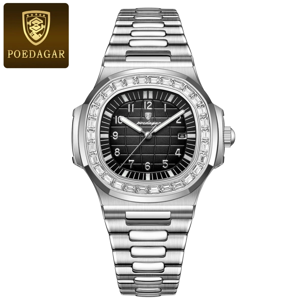 Poedagar 925 Men's Luxury Quartz Watch – Stainless Steel Band, Waterproof, Luminous, Date