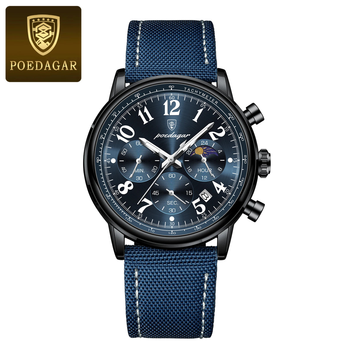 Poedagar 808 Men's Luxury Chronograph Quartz Watch – Leather Strap, Waterproof, Luminous, Date