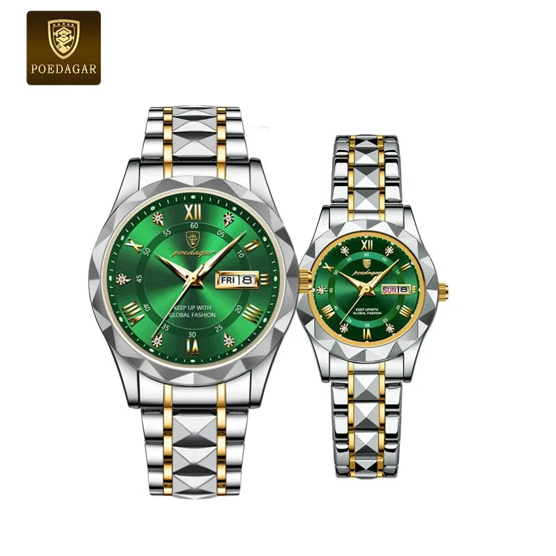 Poedagar Women's Luxury Quartz Watch – Stainless Steel Band, Waterproof, Luminous, Date