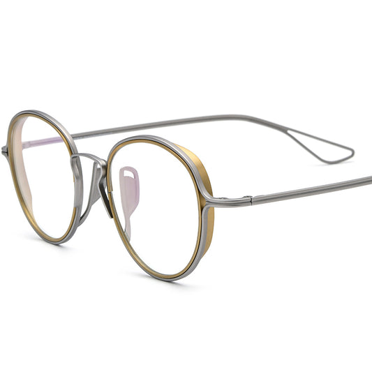 Vintage Titanium Round Optical Glasses - Silver - MCROONS