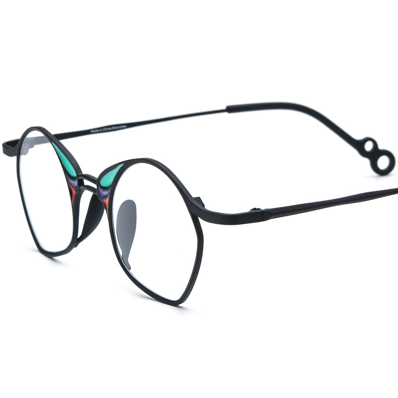 Colourful Titanium Small Irregular Optical Glasses Designer - Colourful Black - MCROONS