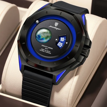 Poedagar 966 Men's Luxury Quartz Watch – Silicone Strap, Waterproof