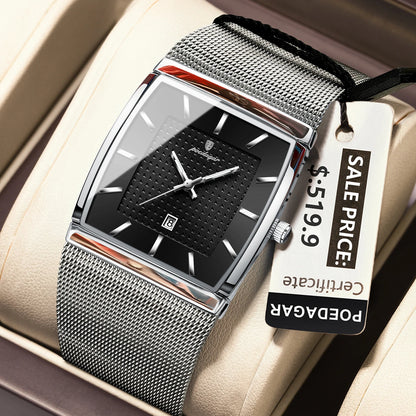Poedagar 885 Men's Luxury Quartz Watch – Stainless Steel Band, Waterproof, Luminous, Date