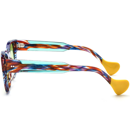 Vintage Multicolour Acetate Square Polarized Sunglasses - MCROONS - side view