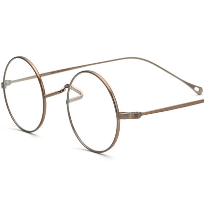 Retro Round Titanium Optical Glasses Frame - Brown - MCROONS