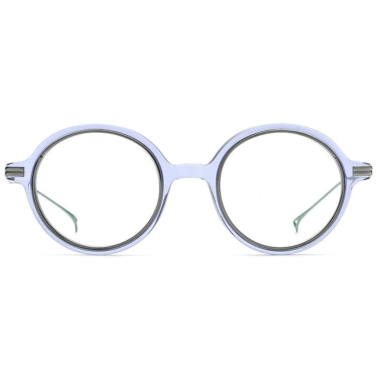 Ridged Temple Round Acetate Glasses Frame - MCROONS - front view