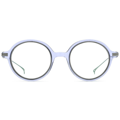 Ridged Temple Round Acetate Glasses Frame - MCROONS - front view