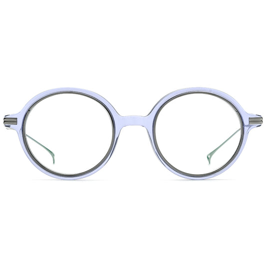 Ridged Temple Round Acetate Glasses Frame - MCROONS - front view