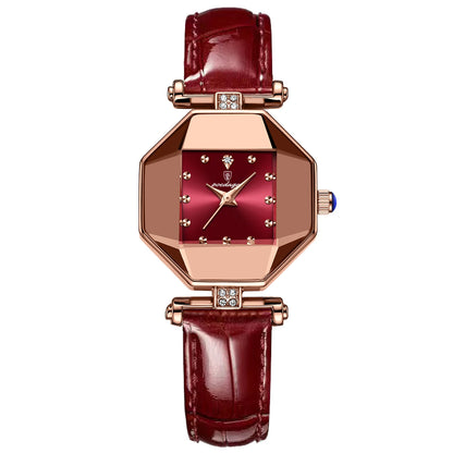 Poedagar 368 Women's Luxury Quartz Watch – Leather Strap, Waterproof