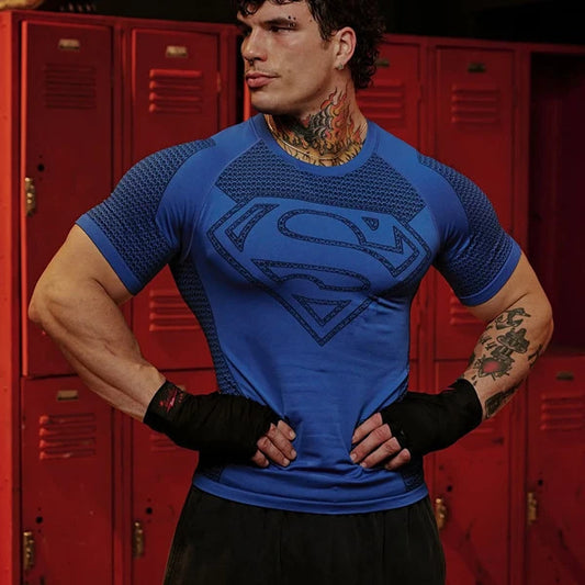 MCROONS men's muscle compression T-shirt quick-dry gym top
