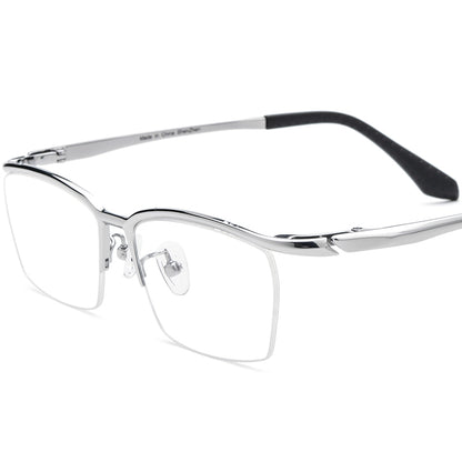 Ultralight Titanium Half-Rim Square Optical Glasses Frame - MCROONS - Silver