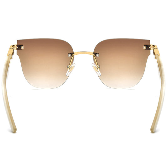 Buffalo Horn Diamante Square Sunglasses - Tea - MCROONS - back view