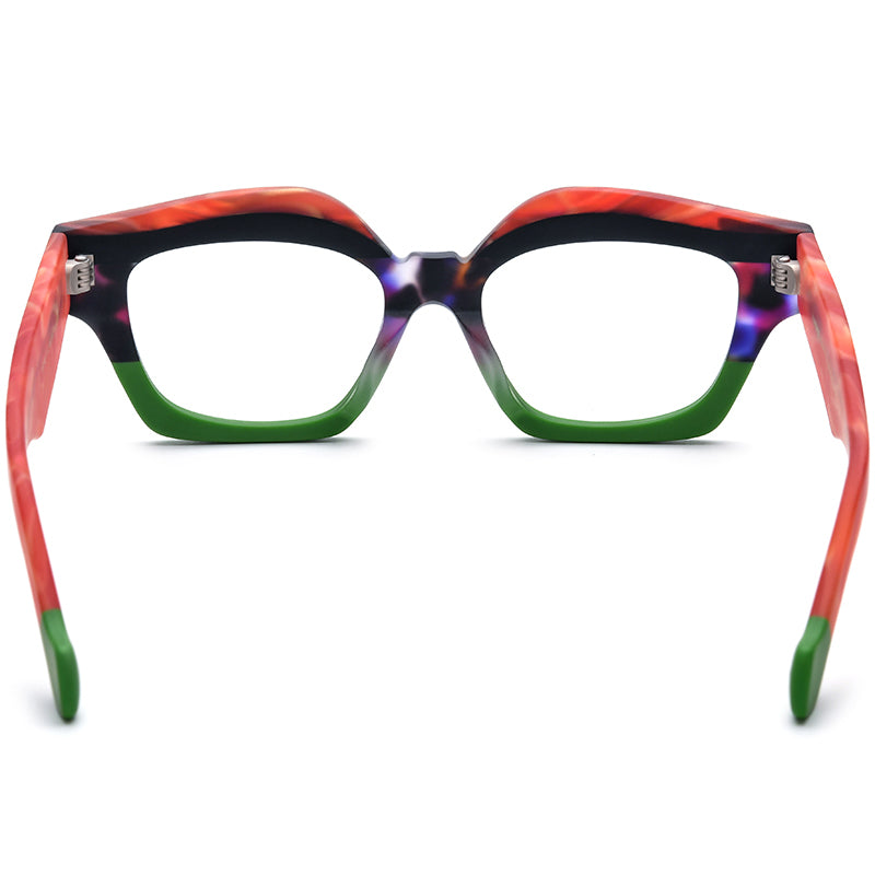 Big Size Cat Eye Acetate Optical Glasses Frame - MCROONS - Matte Green back view