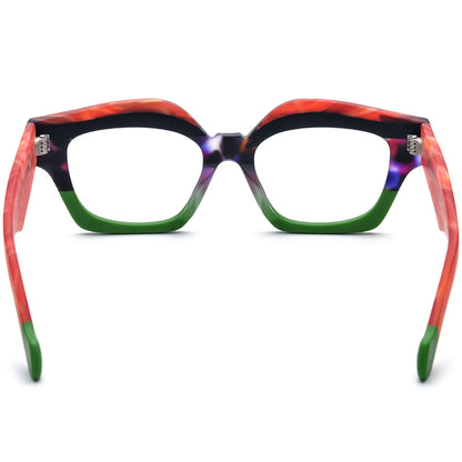 Big Size Cat Eye Acetate Optical Glasses Frame - MCROONS - Matte Green back view