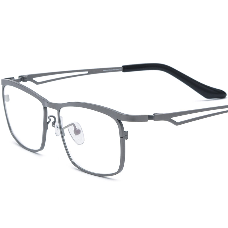 Square Titanium Optical Glasses Frame Japanese Style - Gray - MCROONS