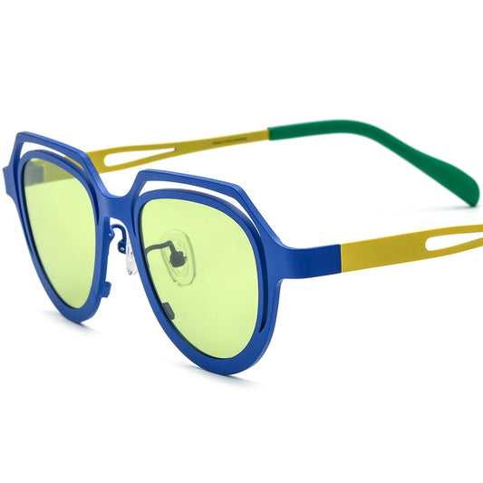 Colourful Titanium Cat Eye Polarised Sunglasses Fashion - Blue - MCROONS