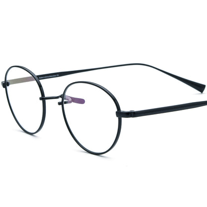 Designer Titanium Oval Optical Glasses - Black - MCROONS