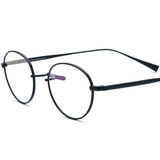 Designer Titanium Oval Optical Glasses - Black - MCROONS