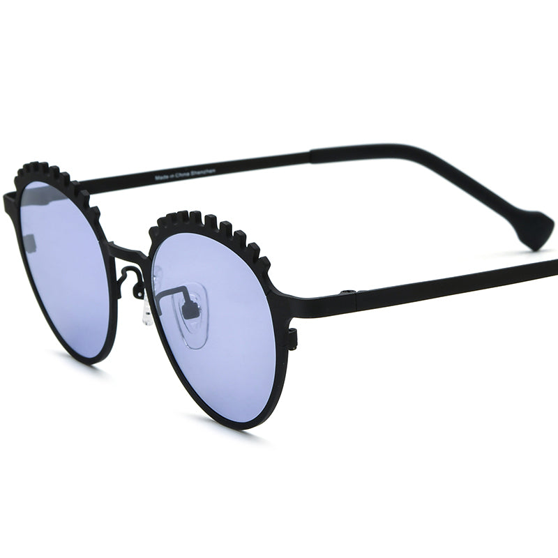 Colourful Titanium Cat Eye Polarised Sunglasses - Black Purple Lens - MCROONS