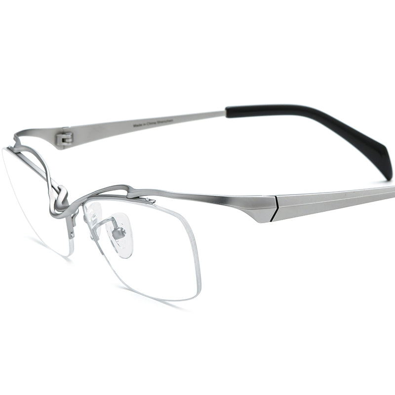 Titanium Square Optical Glasses Frame Designer - Silver - MCROONS