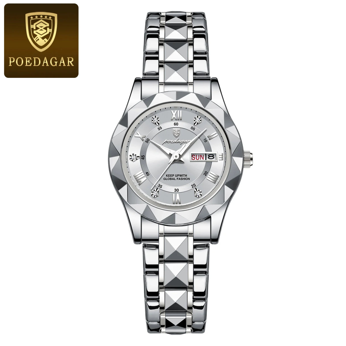 Poedagar 306 Women's Luxury Quartz Watch – Stainless Steel Band, Waterproof, Luminous, Date