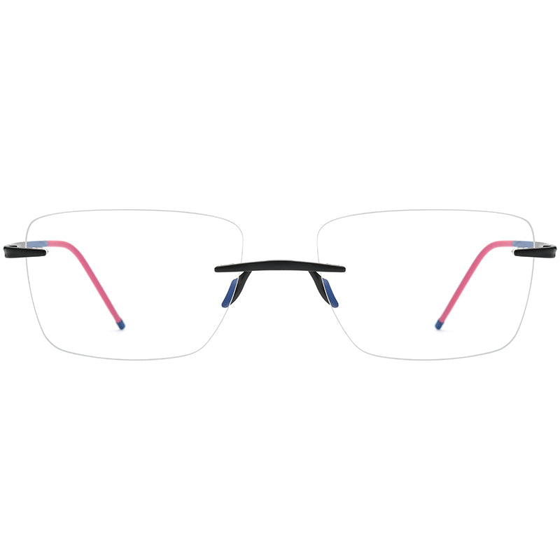 Rimless Titanium Square Optical Frame Two-Tone - Black - MCROONS - Front View