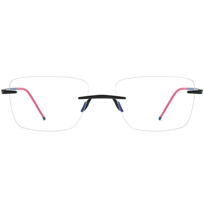 Rimless Titanium Square Optical Frame Two-Tone - Black - MCROONS - Front View