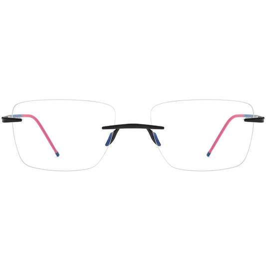 Rimless Titanium Square Optical Frame Two-Tone - Black - MCROONS - Front View
