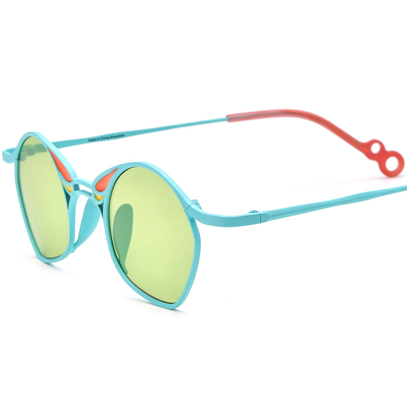 Colourful Titanium Irregular Polarised Sunglasses Fashion - Blue Frame Green Lens - MCROONS
